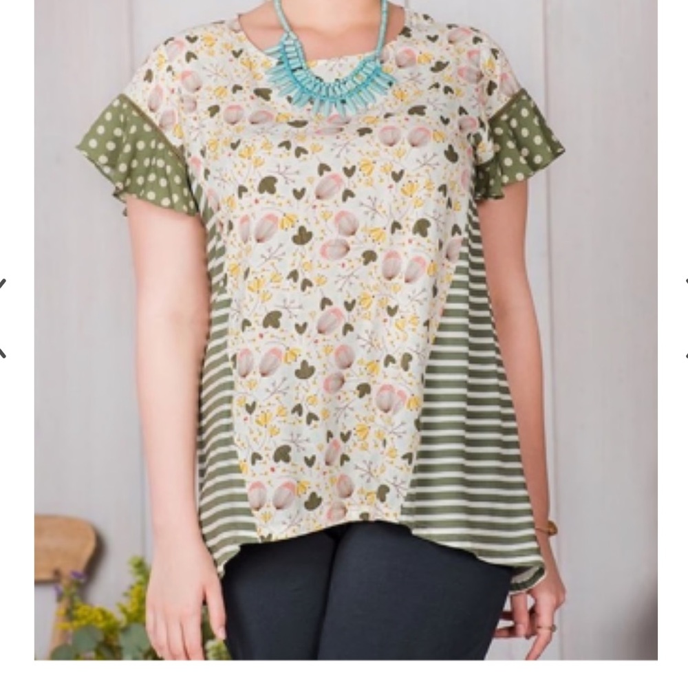 Matilda jane green stripe short sleeve top